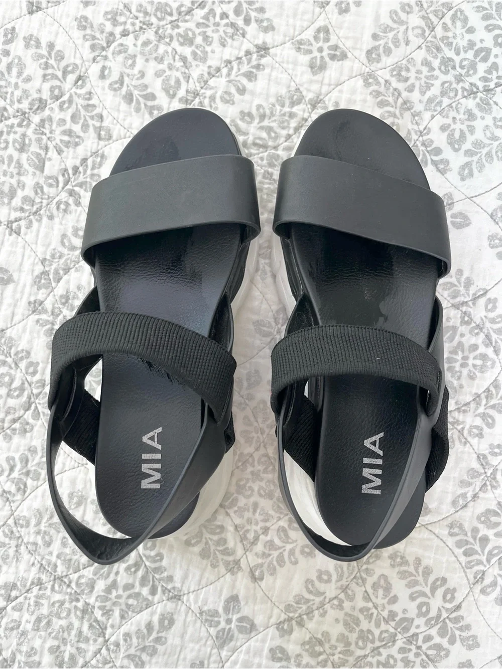 8 MIA Black Platform Sandals with White Sole